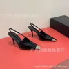 Designer ysl Sandal y Family High Heel Sandals Summer New Small Square Head Cow Lacquer Leather Sexy Instagram Fashion Headed Back Empty Sandals for Women