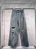 Jeans da uomo versione alta B pantaloni in pelle di vacchetta invecchiata famiglia tendenza moda versatile articolo singolo vestibilità ampia per uomo e donna JSYZ