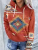 Dameshoodie Sweatshirt Pullover Vintage Etnisch Neon Geometrisch Street Casual Top met lange mouwen 240227