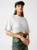 T-shirts Femmes Coton Casual Ruché T-shirt à manches courtes Femmes Été 2024 Tendance Y2K Vêtements Drop Épaule Crop Top Streetwear