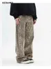 Vintage Leopard Print Jeans Women Spring Overized Casual Hip Pop Wide Leg Trouser Trend High midja Panther Denim Pants Ladies 240309