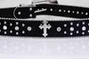 Bälten Black Cross Rivet Belt Graved Buckle Rhinestone Decor Belt Hip Jeans Pants Belt Punk Western Cowboy Cowgirl Belts LDD240313