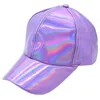 Shine Pu Leather Laser Baseball Cap Women Men Party Club Hat Gold Silver Rainbow Purple 240220