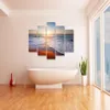 5 Piece Canvas Art Paint Sunset Seascape Beach Decorative Canvas väggmålning Modulära bilder Oljemålningar Nej Frame312m