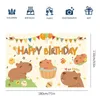 Décoration de fête joyeux anniversaire bannière dessin animé Capybara fond de cour pour décor intérieur extérieur grand