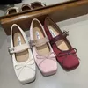 Red Female Sandals Footwear Women Shoes For Buckle Strap Mary Janes Spring Flats Fashion Shallow Butterfly-knot Ladies Shoes 240219