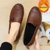 Casual Shoes Women Mother Waterproof Pu Leather Polyuretan Bottom med sammet varm lättvikt slitsträckt bekvämt