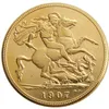 영국 희귀 1907 British Coin King Edward VII 1 주권 Matt 24-K Gold 도금 사본 동전 2657