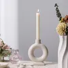 Candle Holders Creative Ceramic Candlesticks Light Grey Polished Modern Design Candlestands Tabletop Decorative Articles