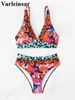 Swim wear S.XL Sexy decote em V flores de alta condição Bikini senhoras swimsuit mulheres swimsuits duas peças set Bikini maiô V5358 esportes aquáticos 240311