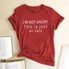 Women's T Shirts Seeyoushy I'm Not Angry This Si Just My Face Print Women T-shirt O-Neck Summer Funny Aesthetics Tops Ropa De Mujer