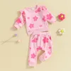 Carino stampa floreale neonate vestiti autunno bambino neonato completo set manica lunga felpa pantaloni 2 pezzi bambini 2 pezzi abiti 240313