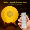 Lampada a LED a luce lunare Altoparlante senza fili Bluetooth Corano Luce lunare colorata per la decorazione della camera da letto Corano Luna Luce notturna Regalo C0305277D