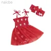 Girl's Dresses Baby Valentines Outfits ärmlös Shamrock Dress St Patricks Day Outfit LDD240313