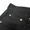 Shorts pour hommes La version correcte du patch Croix avec des embellissements de fleurs croisées, un jean en cuir patch lavé, une tendance unisexe américaine high street 6B95