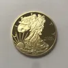 10 szt. Dom Eagle Odznaka 24K Gold Plaked 40 mm Pamiątkowy Moneta American Statue Liberty Souvenir Drop Akceptowane monety 237V