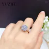 Cluster Rings YUZBT Solid 18K White Gold Plated 5 Round Excellent Cut Diamond Past D Color Moissanite Ring Wedding Gift Jewelry
