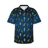 Camicie casual da uomo Camicia da spiaggia con stampa di uccelli Pet Budgie Frenzy Hawaii Camicette fresche da uomo a maniche corte Comodi abiti personalizzati fai-da-te