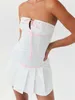 Casual Dresses Women's Summer Tube Dress Bow Tie-up ärmlös axellös mini A-Line Korean Fashion Clubwear