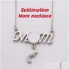 Autres fournitures de fête festives Sublimation Maman Clavicule Collier avec pied Cercle personnalisé et nom gravé Birthstone Baby Penda Dhos4