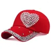 Bollkåpor Leisure Hip- Rhinestone Hat Fashion Hjärttryckt Baseball Cap Woman Y2K Outdoor Sports