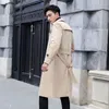 Heren Trenchcoats Lente Herfst Mannen Lange Jas Windjack Casual Losse Ontwerp Effen Mode Koreaanse Stijl Heren Jassen Bovenkleding Z141