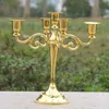 حامل الشمعة الذهبي المعدني 5-ARMS Candle Stand 27cm حدث حفل زفاف شمعة شمعة stick2605