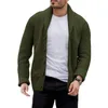 Pulls pour hommes Hommes Cardigan Pull Automne Hiver Tricot Manteau Casual Streetwear Solide Couleur Armée Vert 2024