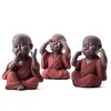 Buddha ceramico statue tè pet viola sabbia di sabbia decorazione domestica buddista monaco miniature ornamenti artigianato buddismo regalo bonze zen 2230e