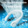 Electric Fans Hot Lazy USB Charging Cool Leafless Bladeless Portable Pendant Neck Fan Silent Mini Hand Wear free SportsH240313