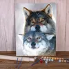 Peinture par numéros d'animaux de dessin animé loup, paquet de peintures acryliques 40x50, images sur toile, peintures décoratives pour adultes, vente en gros