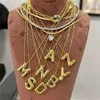 Pendant Necklaces Gold Plated Copper Chunky Alphabet Balloon Bubble Initial Letter Pendant Necklace for Women Men Personalized Fashion Jewelry L24313