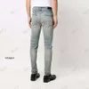 Designer Jeans Fashion Trend Brand High Street Light Blue Distressed Patchwork Men's Slim Fashing Fashionable Trendy