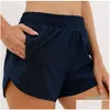 Completo da yoga Lu0160 Completi da donna Pantaloncini a vita alta Esercizio corto Abbigliamento fitness Ragazze che corrono Elastico Adt Abbigliamento sportivo Previeni il guardaroba