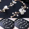 Headpieces Silver Gold Color Pearl Flower Vine Hair Band Handmade Headband For Women Bride Hairbands Party Wedding Accessories