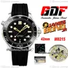 GDF Diver 300M Miyota 8215 automatisch herenhorloge 42 mm 007 50e zwarte getextureerde wijzerplaat zwart rubber 210 22 42 20 01 004 nieuwe Puretime B2262P