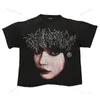 Mens T Shirts Mask Dark Style Mönster Tryckt T-shirt High Street Gothic Loose Short Sleeved Summer and Womens Top Harajuku