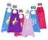 Multistile doppio strato Unicorno Supereroe Mantello e maschera set 7070CM bambini Bambini Satin Fancy Dress Costumi cosplay di Halloween Pa3352150