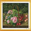 Fruitmand bloemen Cherry home decor schilderijen Handgemaakte Kruissteek Borduren Handwerken sets geteld print op canvas DMC 14C235C