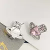 orecchini viviennes westwood orecchini d'amore per le donne design popolare orecchini di design pianeta zircone rosa popolare set di collane