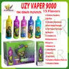 100% oryginalne Uzy Vaper 9000 Puff Ujeżdżalne papierosy 0% 2% 3% 5% 18 ml strąka akumulatorów elektronicznych CIGS 9K Puffs Vapes Zestaw