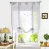 Cortinas sombra romana estilo bordado europeo atar ventana cortina cocina cortina gasa transparente pestaña superior ventana marca