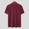 Sommarkläder Mens Luxury Ultra-Thin T-shirt Casual Street Clothing Plain Collar Solid Color Short Sleeved Basic Shirt 2024 New Casual 240313