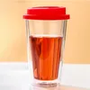 Wijnglazen Gemakkelijk schoon te maken Reismok Geïsoleerde glazen beker met siliconen deksel voor drankjes Thee Koffie Melk Dubbelwandig