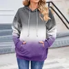 T-shirts voor dames Dames casual ronde hals Kleuraanpassing bedrukt sweatshirt met lange mouwen Losse trui met capuchon Sudaderas