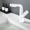 Robinets d'évier de salle de bains, lavabo extractible, robinets d'eau froide et rotatifs pour robinet mitigeur monté sur le pont