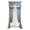 Curtains European Modern Spliced Tassel Curtains for Living Room Luxury Blue Velvet Curtain Bedroom Flat Valance Embroidered Tulle Custom