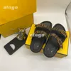 Bom Dia Genuíno F Couro Sandália Chinelo Casual Sapato Verão Praia Gladiador Mules Hasp Nova Mulher Flat Slide Luxury Designer Sliders Sandale Tamanho 35-42