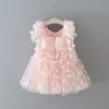 Girls Dress Baby Girl 3D Butterfly Dresses Princess Lace Tutu Dress 2024 New Kids Birthday Party Wear 1-7y Pink White Color Kne-Length Dresses for Girl