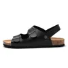 HBP Non Brand Summer Trend Male Cork Beach Clip Feet Couple Leather Sandals Cork Slippers